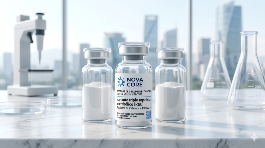 Reactivo triple agonista metabólico RT para investigación Nova Core con pureza certificada HPLC en México.